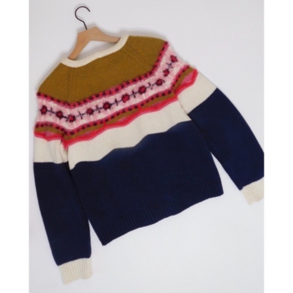 Anthropologie FIELD FLOWER Camellia Fairisle Sweater Pullover Fair Isle Medium - Picture 10 of 14